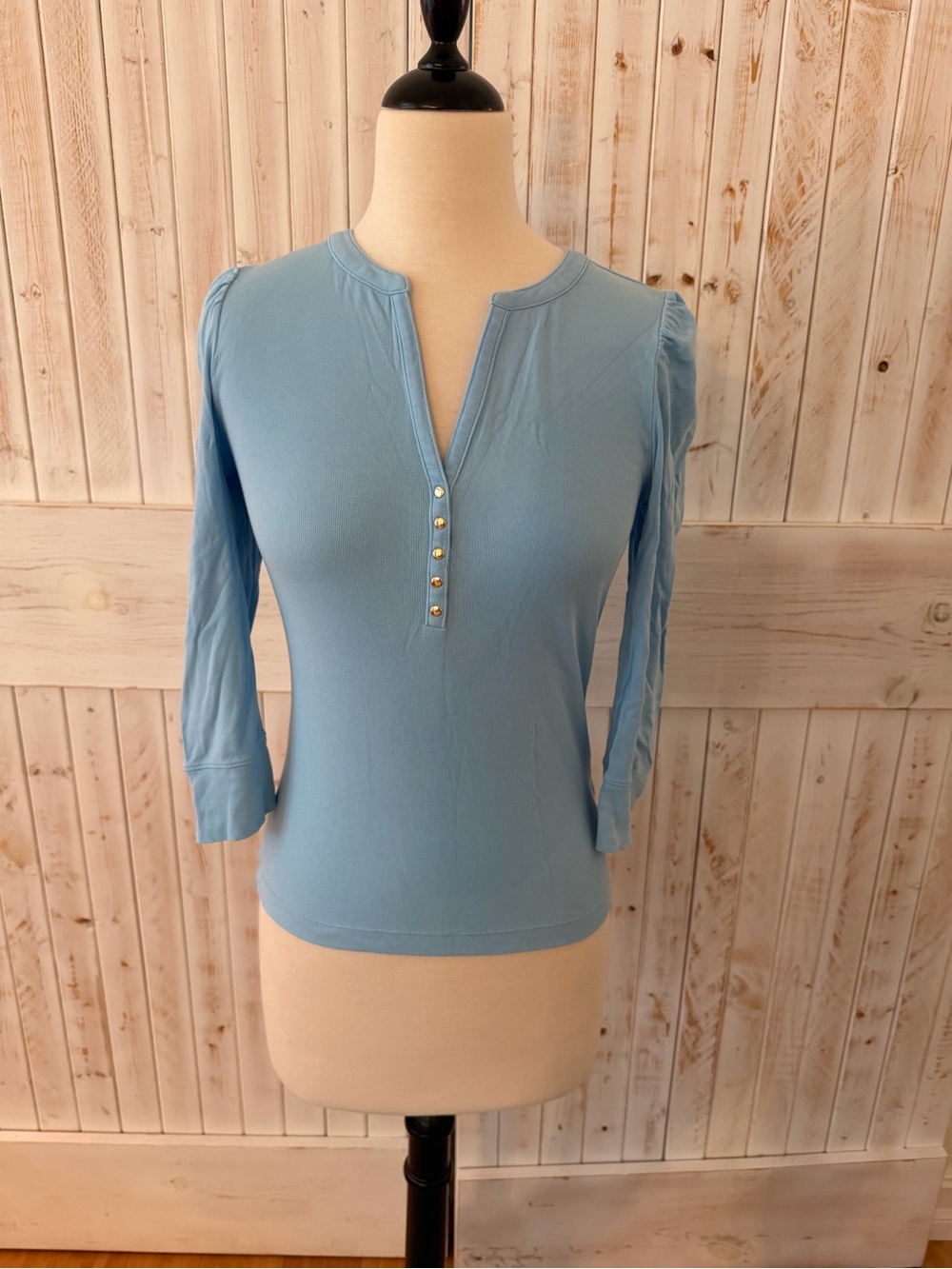 Lilly Pulitzer Powder Blue Split-Neck Henley Top